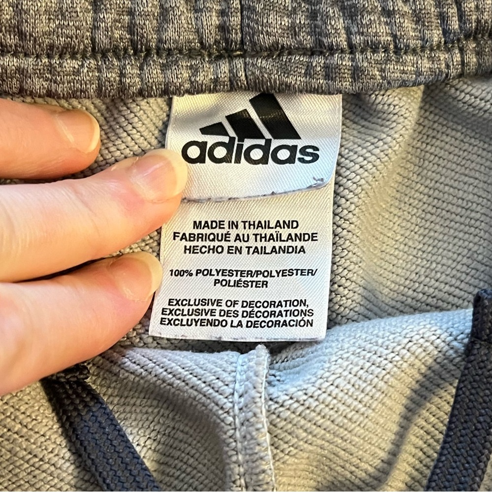 Adidas Heather Gray Joggers with Black 3-Stripe Sides - Picture 5 of 8